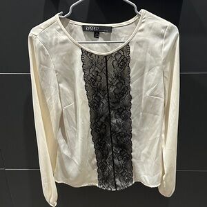 NWOT Casper Gorgeous Cream and Black Lace Blouse